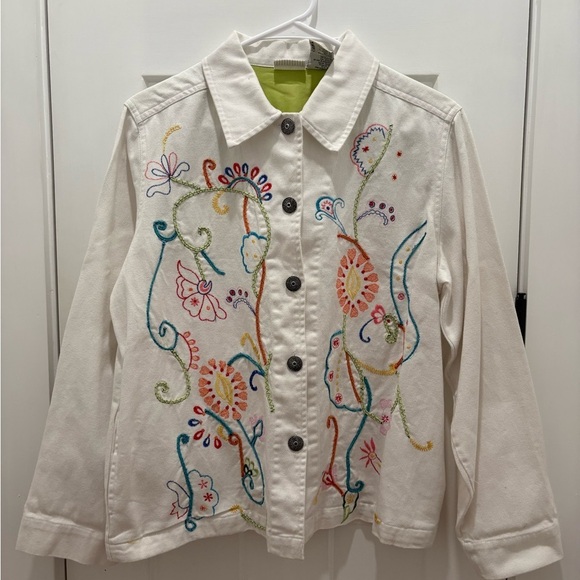 White Stag Embroidered Jacket Size 4-6 Button Down Long Sleeves - Picture 1 of 6